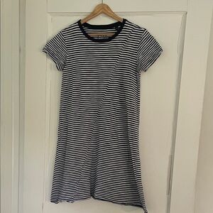 ATM T-Shirt Dress Blue / White Stripe with slight asymmetrical hemline